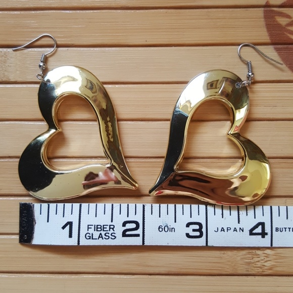 Golden Heart Earrings π - Picture 4 of 8